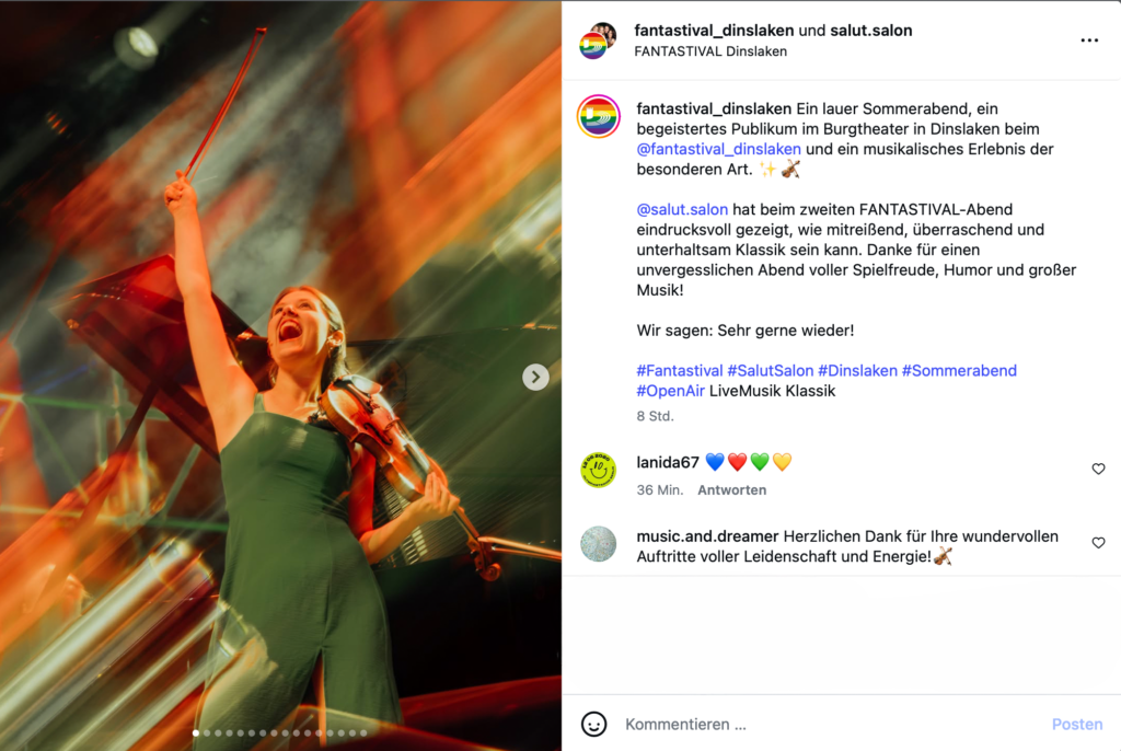 Instagram Post zum Konzert in Dinslaken